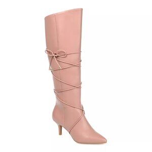 NIB Journee Kaavia Lace Up Sexy Boots in Rose Pink. 9 wide calf